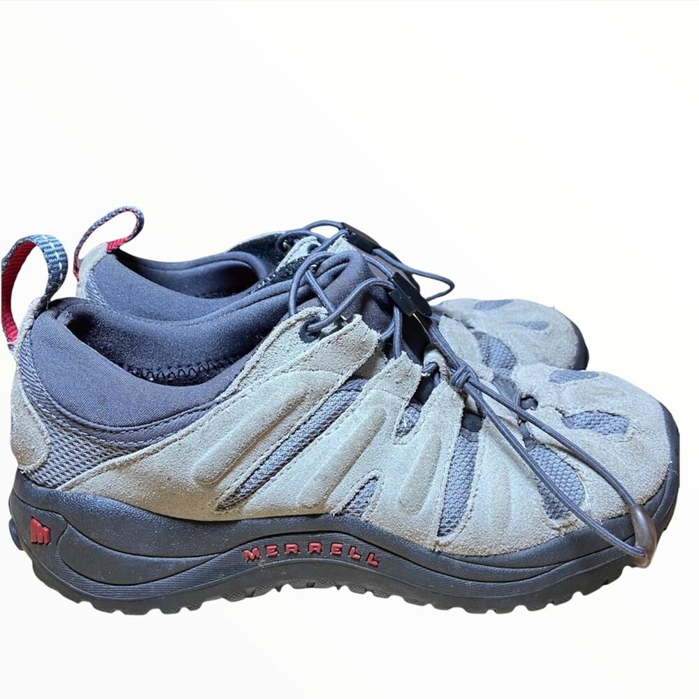 Merrell Trekking Access Hiking Shoes Bungee Lace Waterproof Khaki Gray 4.5